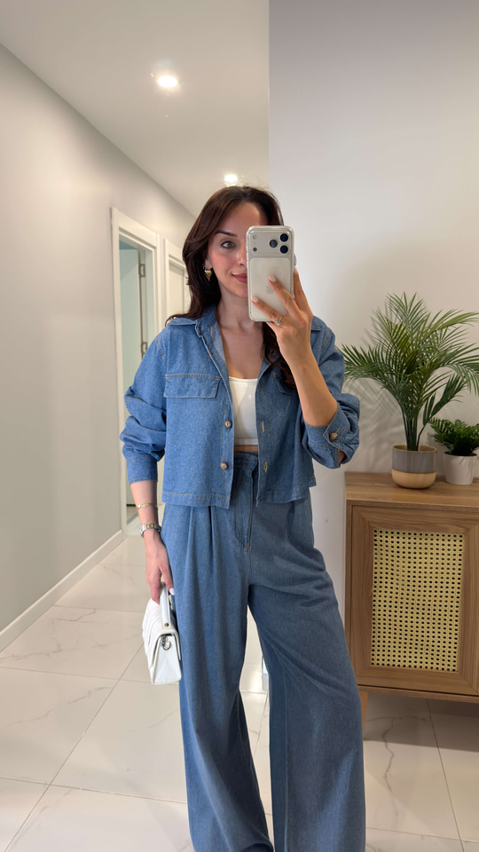 ZR Wion Mavi Cep Detaylı Denim Gömlek