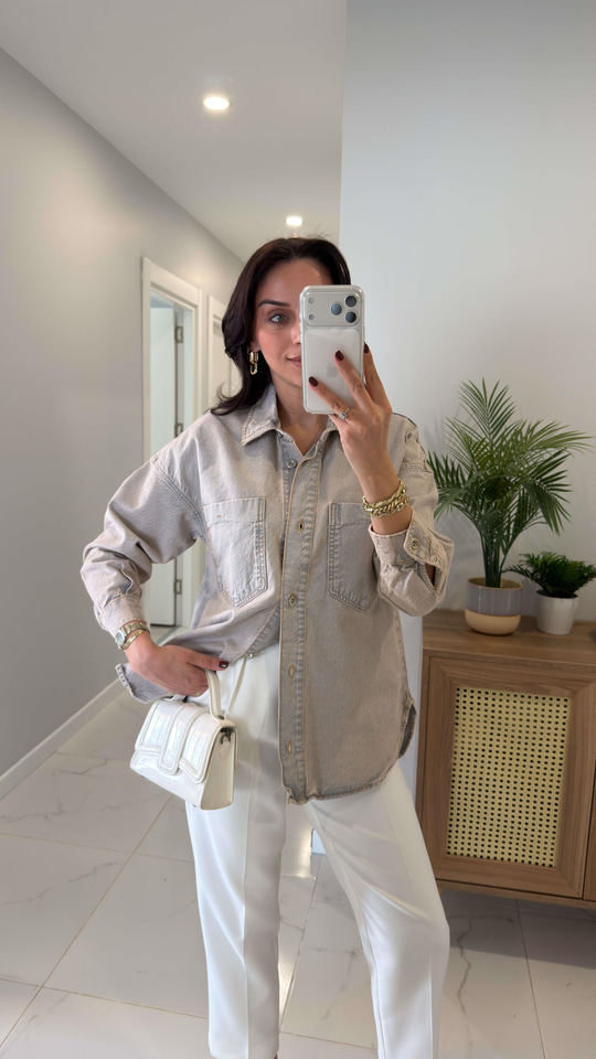 ZR Witro Mavi Pembe Tint Cep Detaylı Gömlek