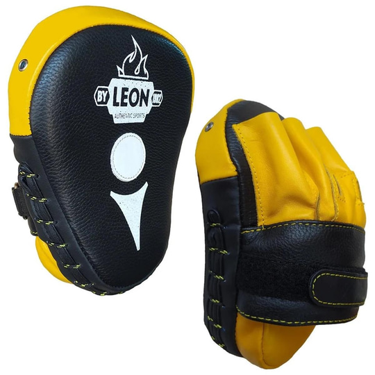 Leon Ultimate Hakiki Deri Boks ve Kick Boks El Lapası Ellik Siyah Sarı