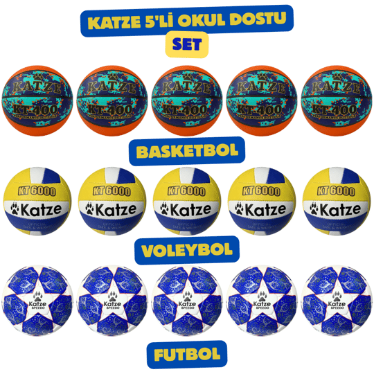 Katze Süper 5' li Sert Zemin Futbol - Voleybol - Basketbol Topları