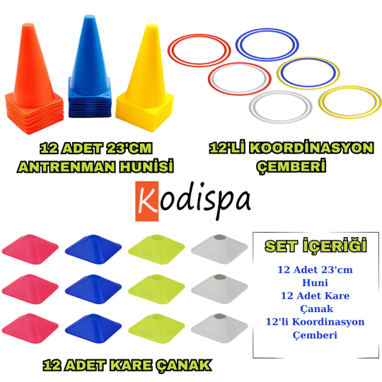 Kodispa 12'li 23'cm Hunili Kare Çanaklı Antrenman Seti