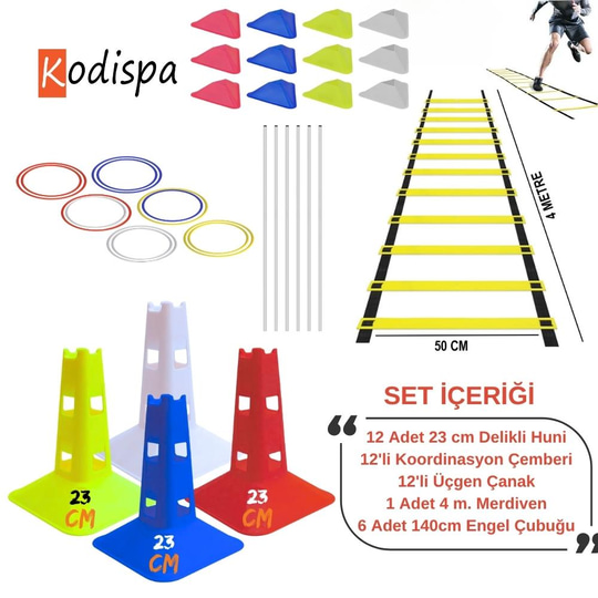 Kodispa 23 cm Delikli Üçgen Çanaklı Çubuklu Antrenman Seti