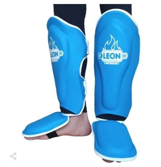 Leon Solid Muay Thai ve Kick Boks Ayak ve Kaval Koruyucu Mavi