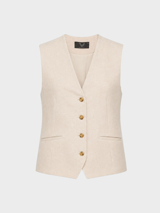 Oversize Keten Yelek - Bej