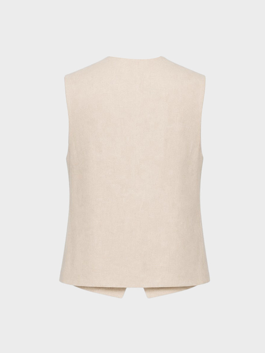 Oversize Keten Yelek - Bej