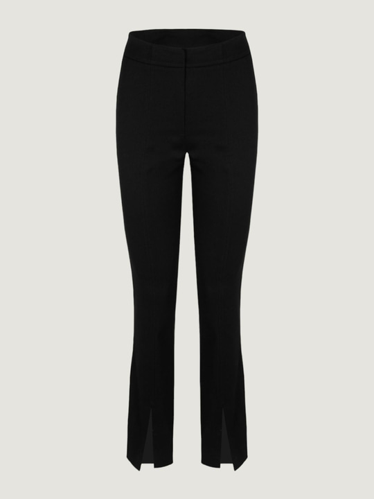 Paçası Yırtmaç Detaylı Skinny Pantolon - Siyah