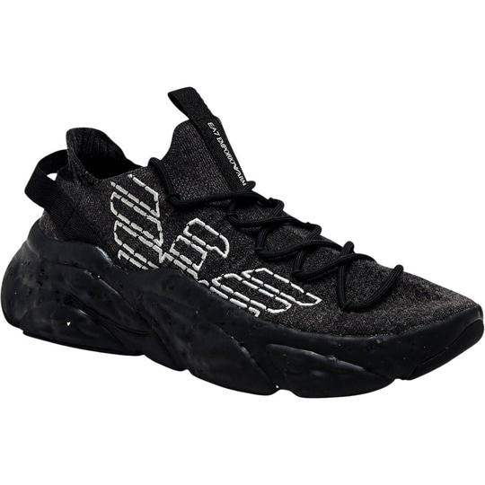 EA7 Ea7 Unısex Yüksek Rahat Tabanlı Kartal Logo Desenli Siyah Sneaker 7X000600 AF22912-MZ875