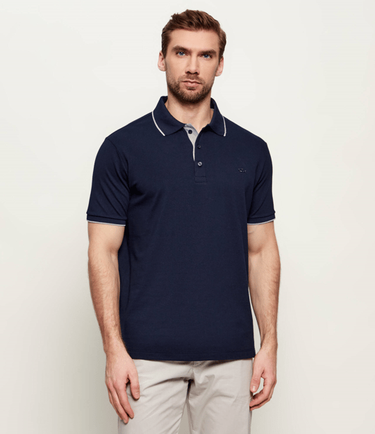 Paul Shark Paul Shark Erkek Düğme Kapama Kısa Kol %100 Pamuk Mavi Polo Yaka T-Shirt 26411272-013