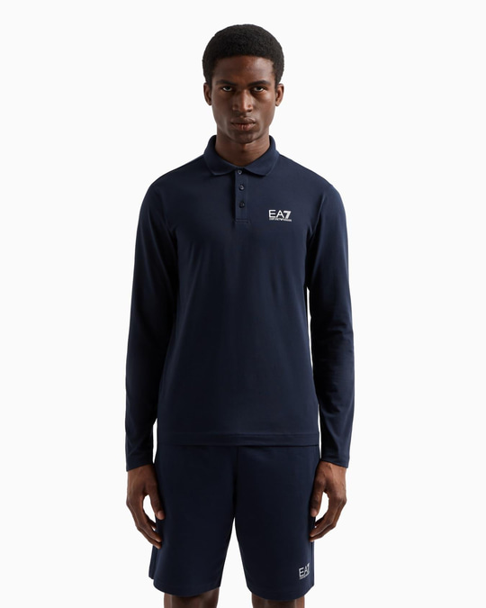 EA7 Dokuma Siyah1 Polo Yaka T-Shirt - 8NPF15 PJVQZ-1200 | Wejaar