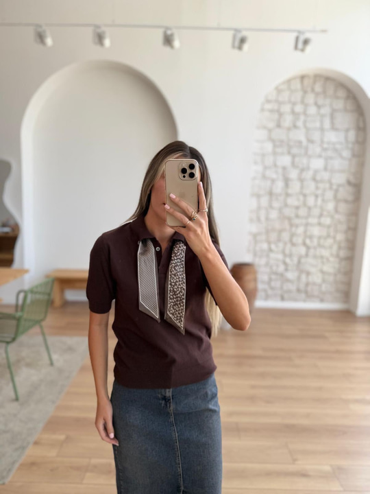 Alice Fularlı Kahverengi Triko