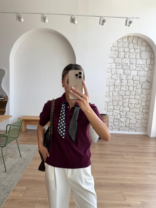 Alice Fularlı Mürdüm Triko