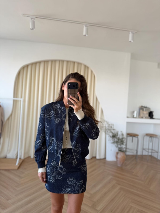 Baskılı Denim Ceket 