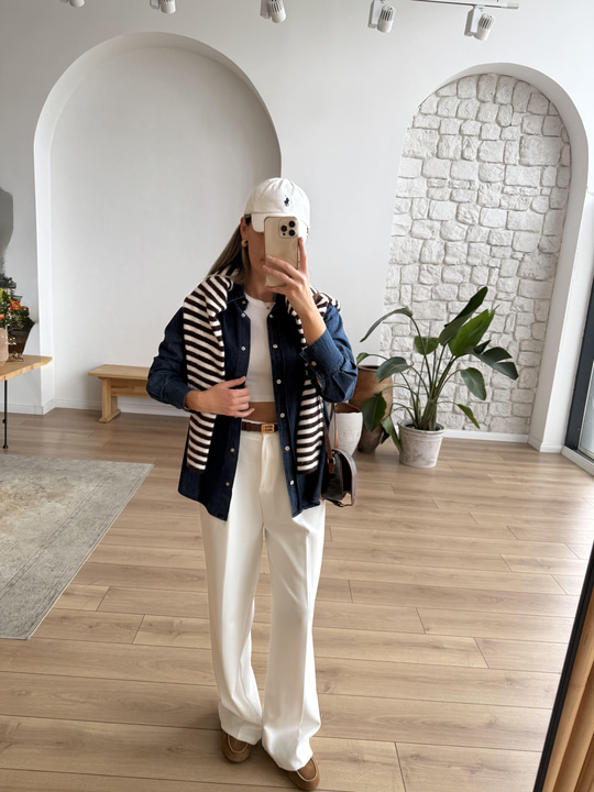 Çıt Çıt Düğmeli Tensel Denim Gömlek