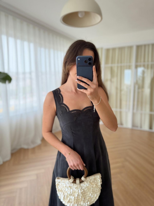Elanor Antrasit Tencel Elbise
