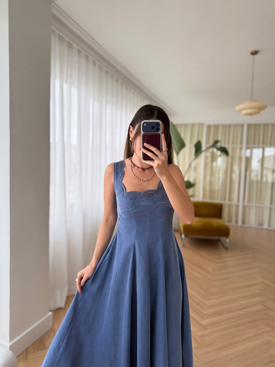 Elanor İndigo Tencel Elbise