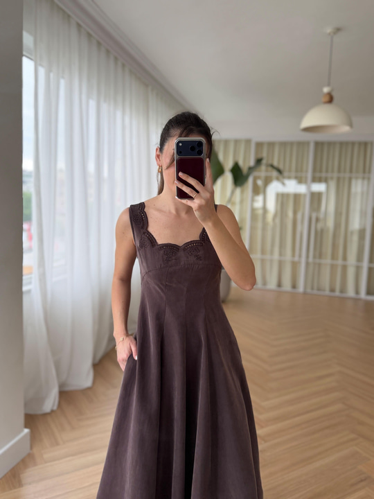 Elanor Kahverengi Tencel Elbise