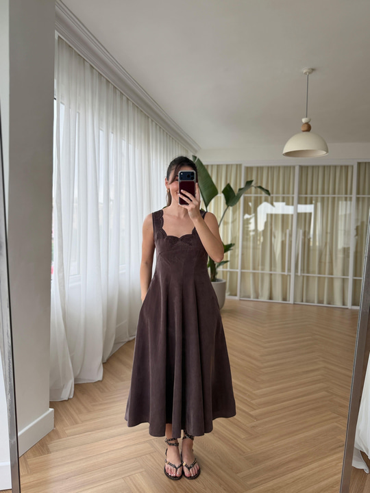 Elanor Kahverengi Tencel Elbise