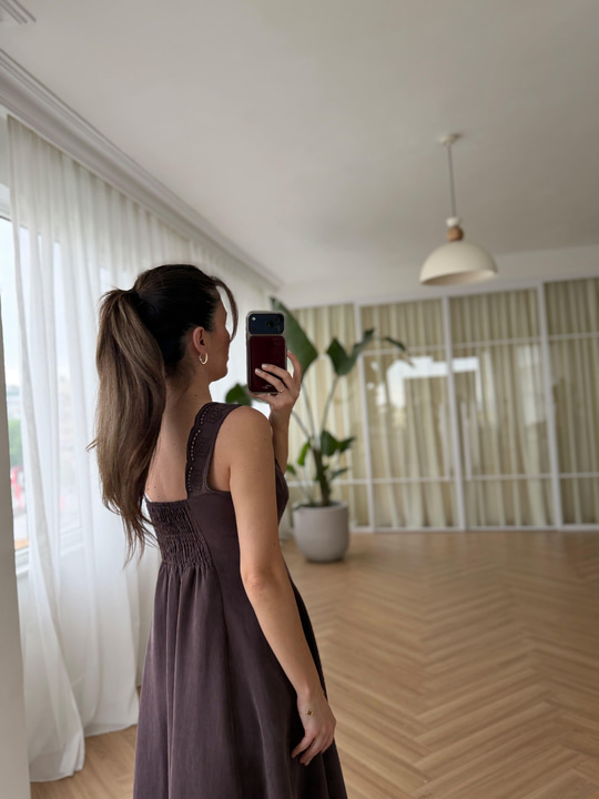 Elanor Kahverengi Tencel Elbise