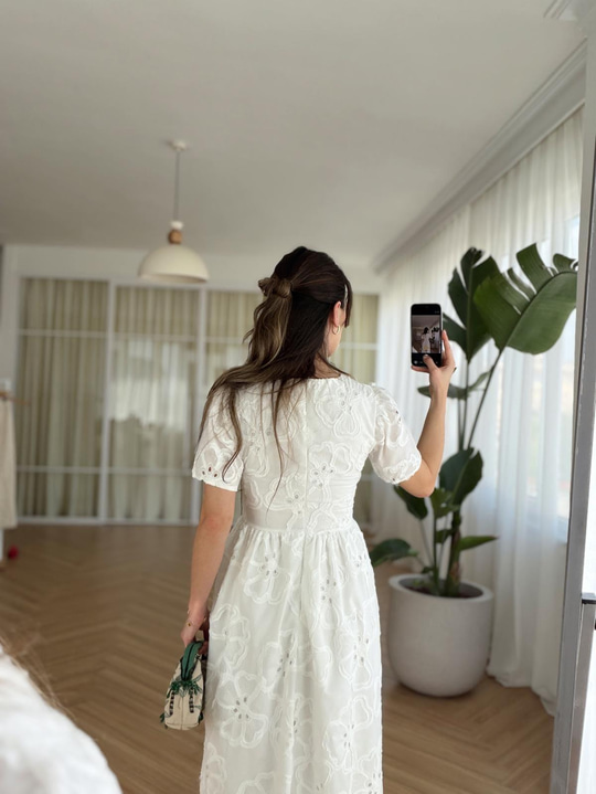 Fiona Beyaz Elbise