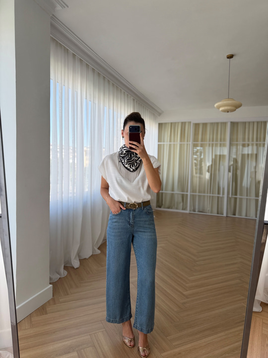 Haki Süet Kemerli Tensel Jean