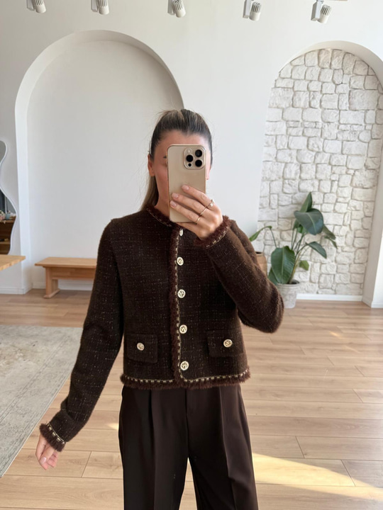 Hanna Kahverengi Triko Ceket