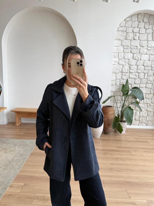 İndigo Kaşe Ceket