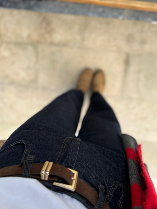 Lacivert Süet Kemerli Skater Jean