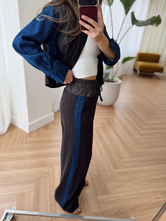 Lia Denim Garnili Siyah Tensel Takım