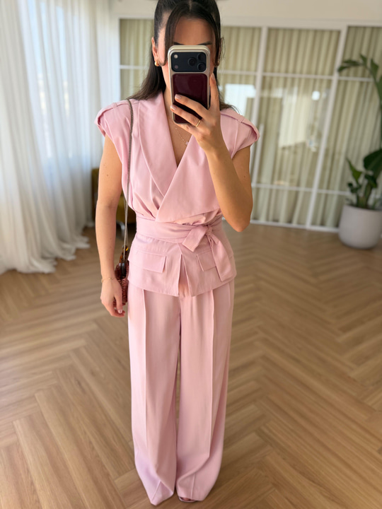 Lily Tensel Kumaş Pembe Takım