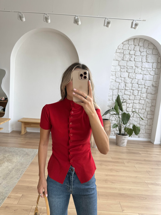 Loli Kırmızı Triko Bluz