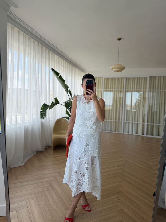 Milen Nakışlı Bluz ve Etek Takım