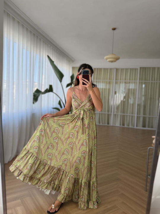 Olive Etnik Desen Elbsise