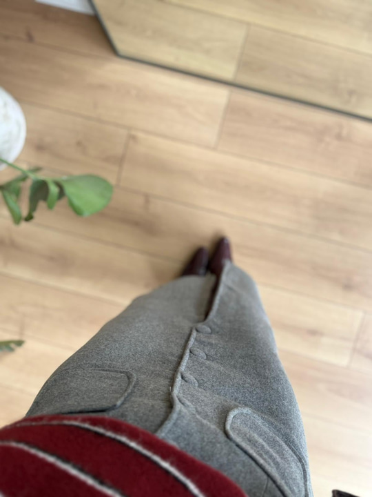 Ön Cepli Gri Kaşe Etek