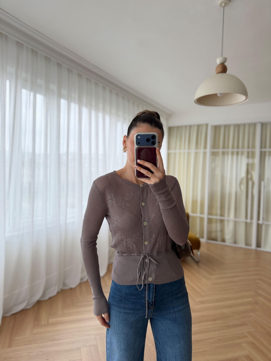 Pure Vizon Belden Bağlamalı Triko