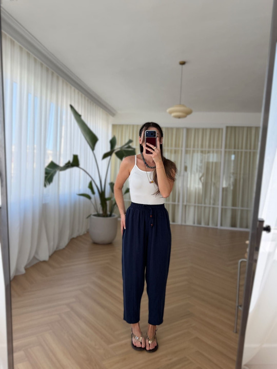 Rouge Beli Lastikli Lacivert Pantolon