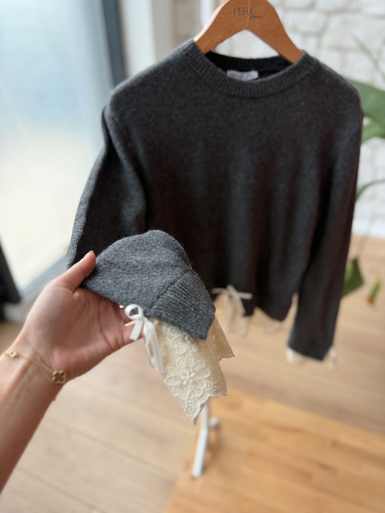 Ruby Dantelli Antrasit Kazak