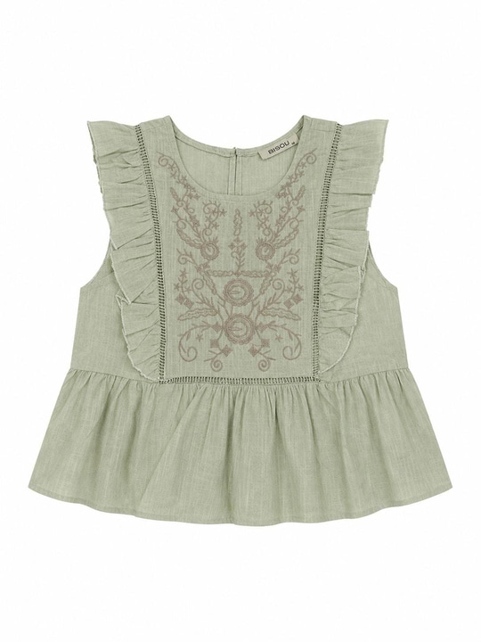 Siena Nakışlı Mint Bluz