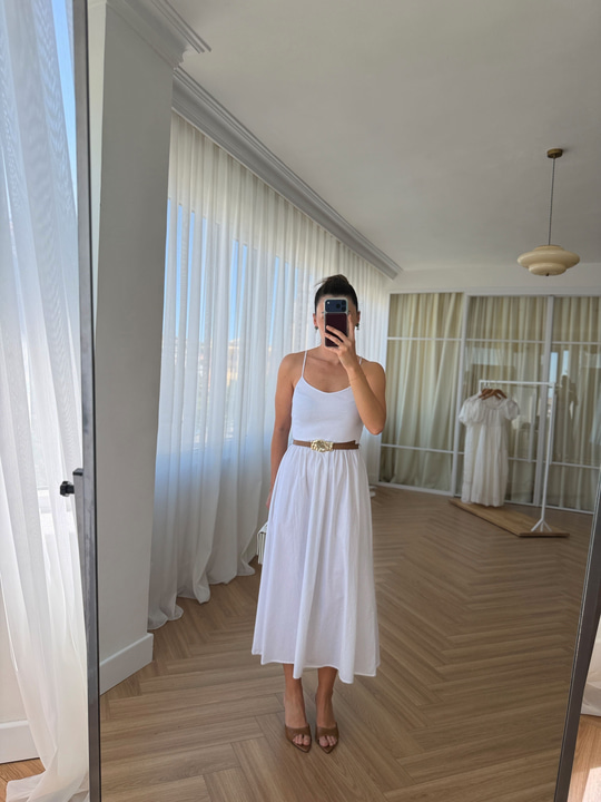 Taba Kemerli Garnili Elbise