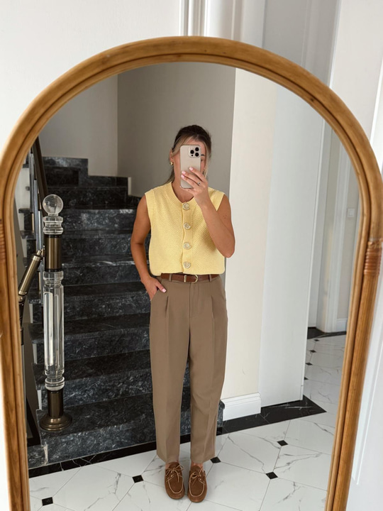 Taba Kemerli Haki Havuç Pantolon