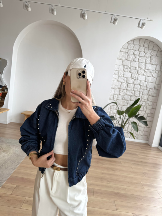 Taş Zımbalı Denim Ceket