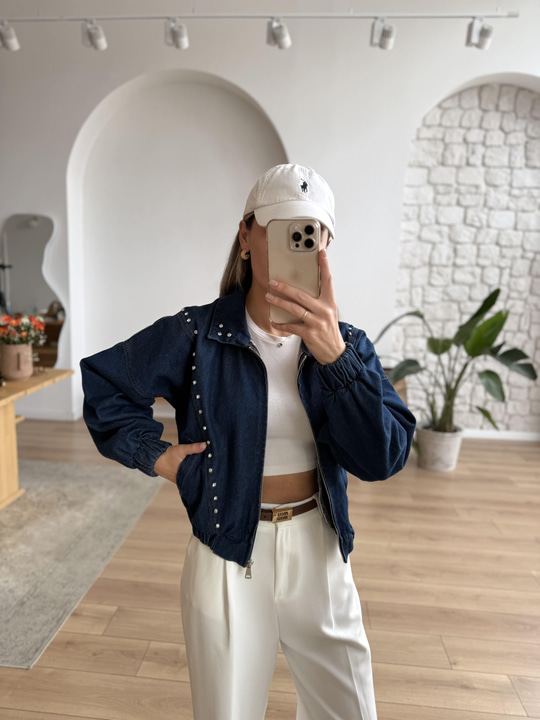 Taş Zımbalı Denim Ceket