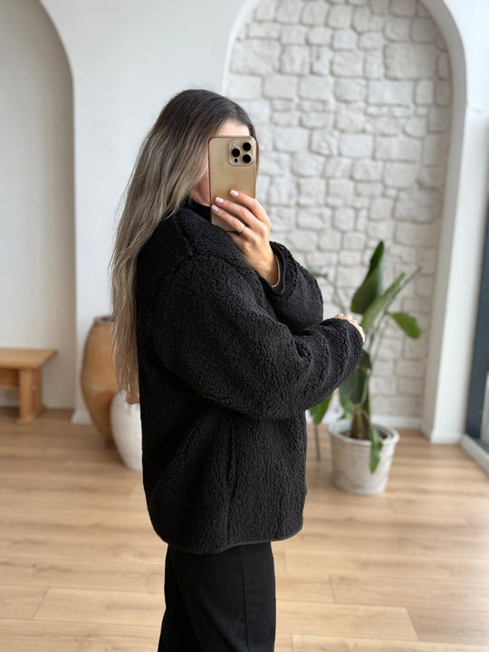 Teddy Siyah Peluş Ceket