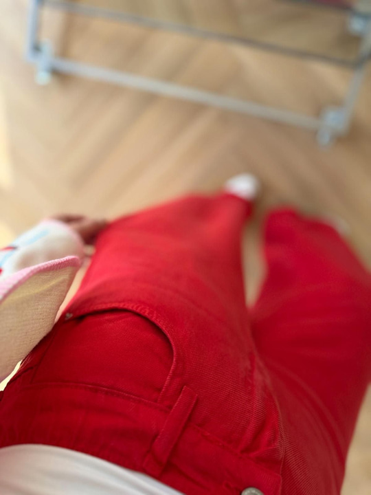 Tensel Denim Kırmızı Pantolon