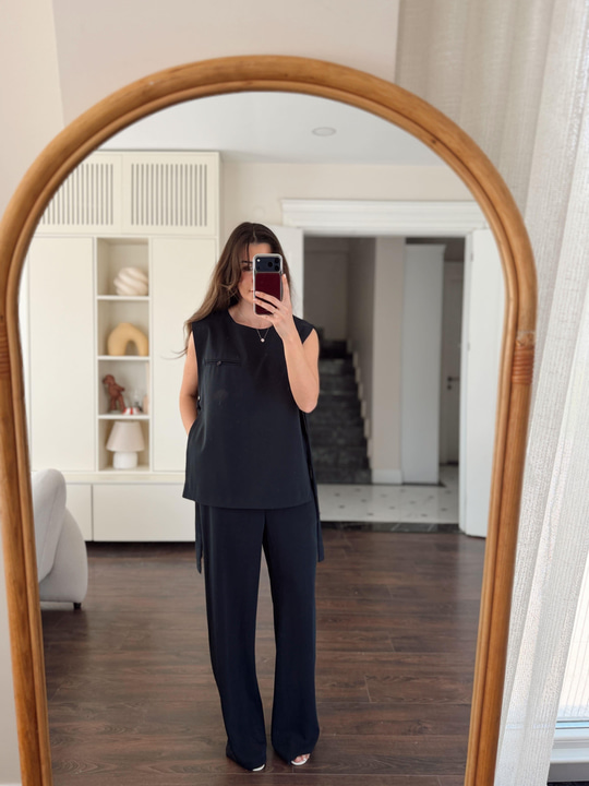 Twilly Yanları Bağlamalı Lacivert Takım