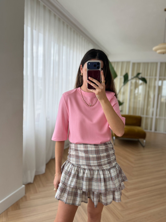 Vatkalı Pembe Tshırt