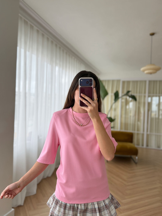 Vatkalı Pembe Tshırt