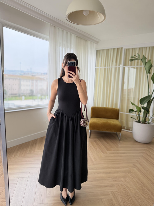 Veroni Siyah Elbise 