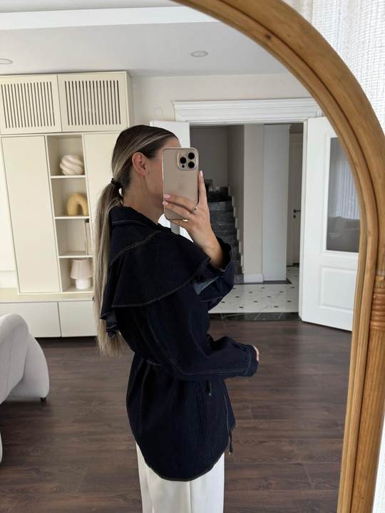 Volanlı Denim Gömlek