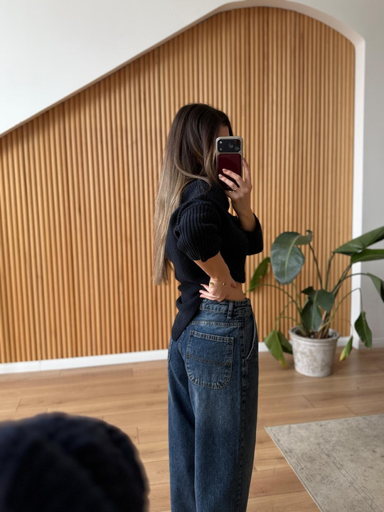 Yüksek Bel Mom Jean