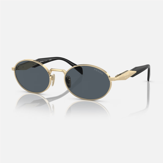 Prada PR 65ZS Oval Altın Metal Kadın Güneş Gözlüğü | Brandeyes